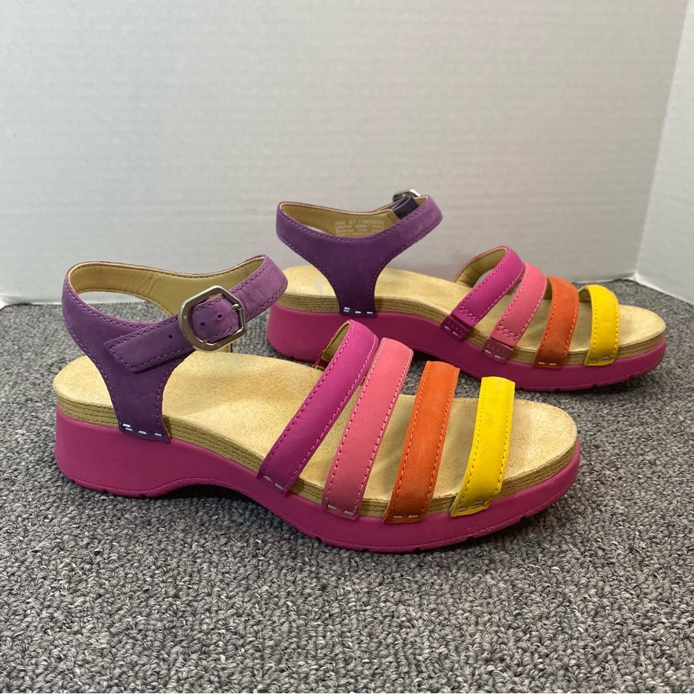 Dansko Roxie Women's Sandals Rainbow Milled Nubuck Strappy Comfort Vibrant 37 - Picture 2 of 10